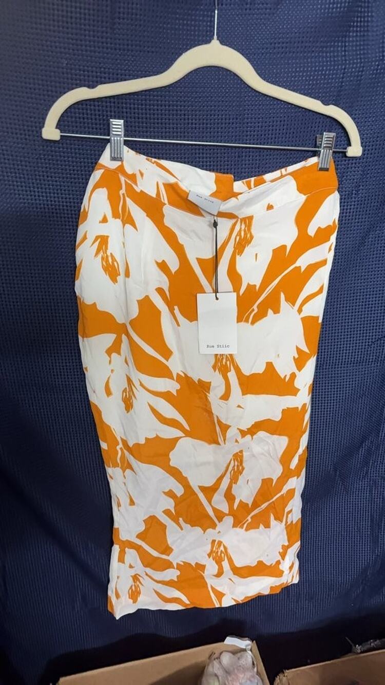 Rue Stiic Orange and White Wrap Skirt